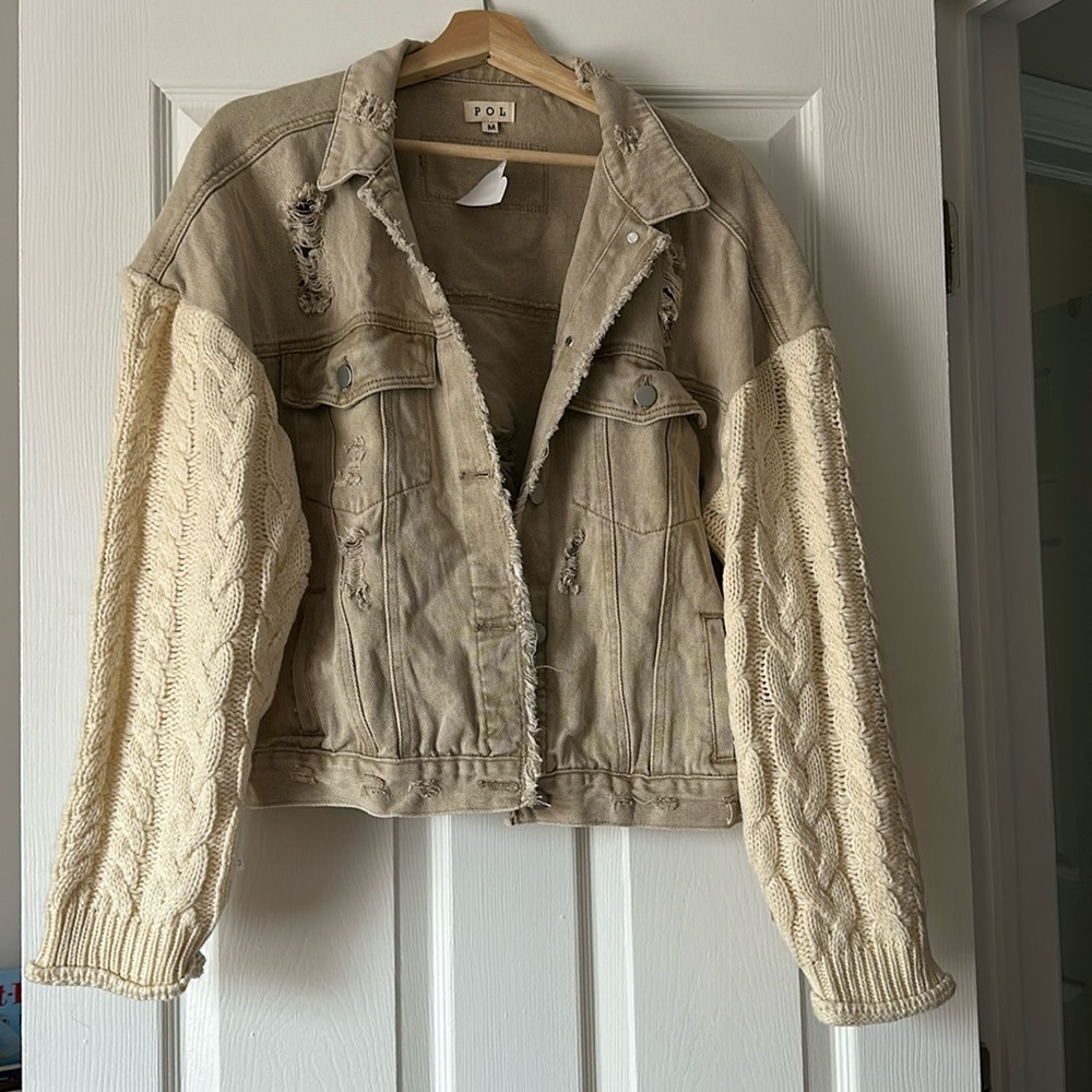 POL Tan and Cream Jean Jacket